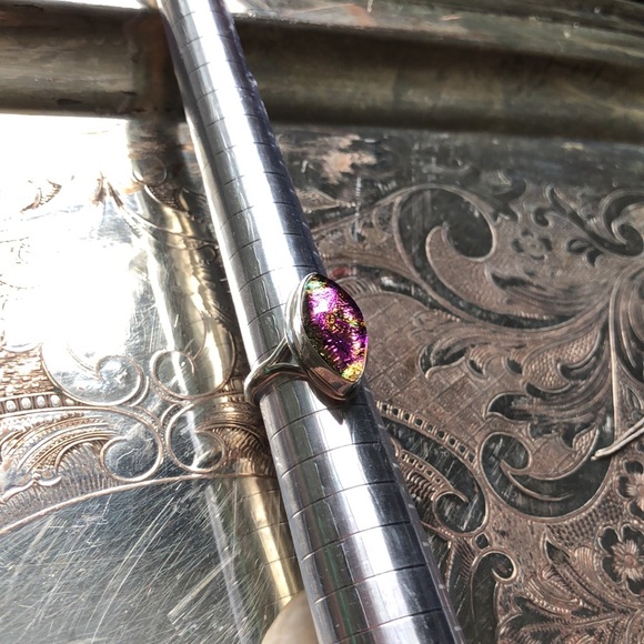 Sterling Ring 7 dichroic glass NEW - Picture 6 of 7